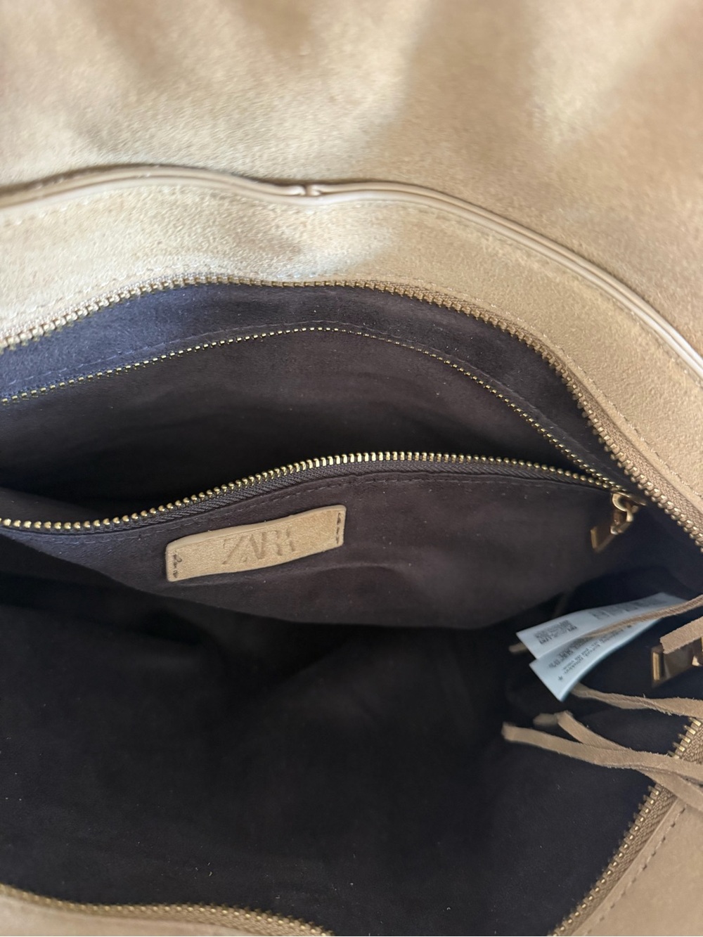 Zara Tan Suede Fringe Shoulder Bag - Picture 3 of 6